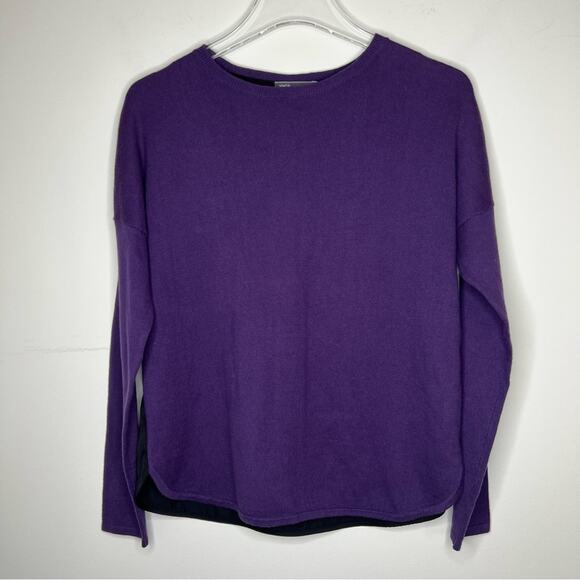 Purple and Black Crew Neck Sweater with Relaxed Fit - Picture 3 of 7